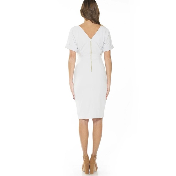 ALEXIA ADMOR Light gray JACQUELINE short sleeve cocktail midi dress size 8 - Picture 3 of 16